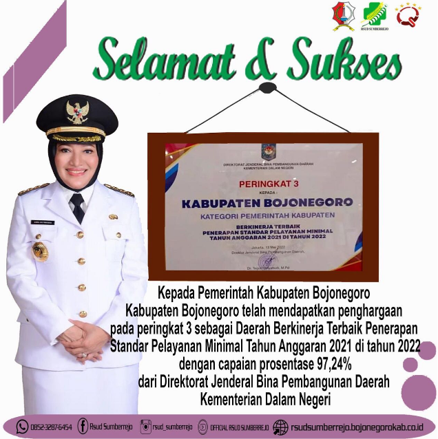 Selamat Kepada Pemkab Bojonegoro | Peringkat 3 Daerah Berkinerja Terbaik Capai 97,24 %