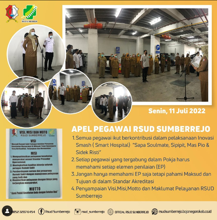 Apel Pegawai RSUD Sumberrejo Senin, 11 Juli 2022