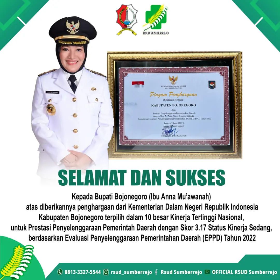 Selamat dan Sukses Bupati Bojonegoro (Ibu Anna Mu'awanah)
