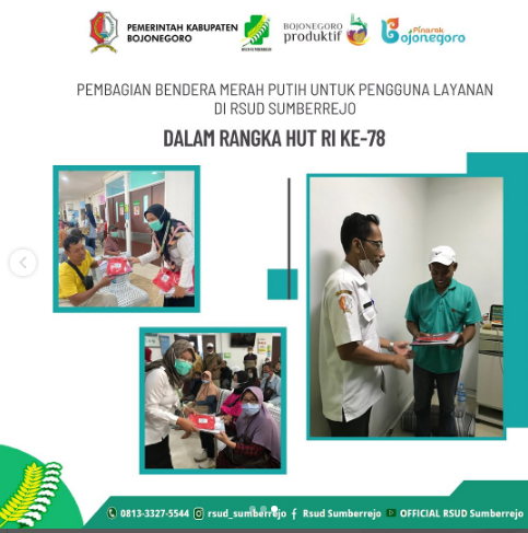 Pembagian Bendera Merah Putih ke Pengguna Layanan RSUD Sumberrejo