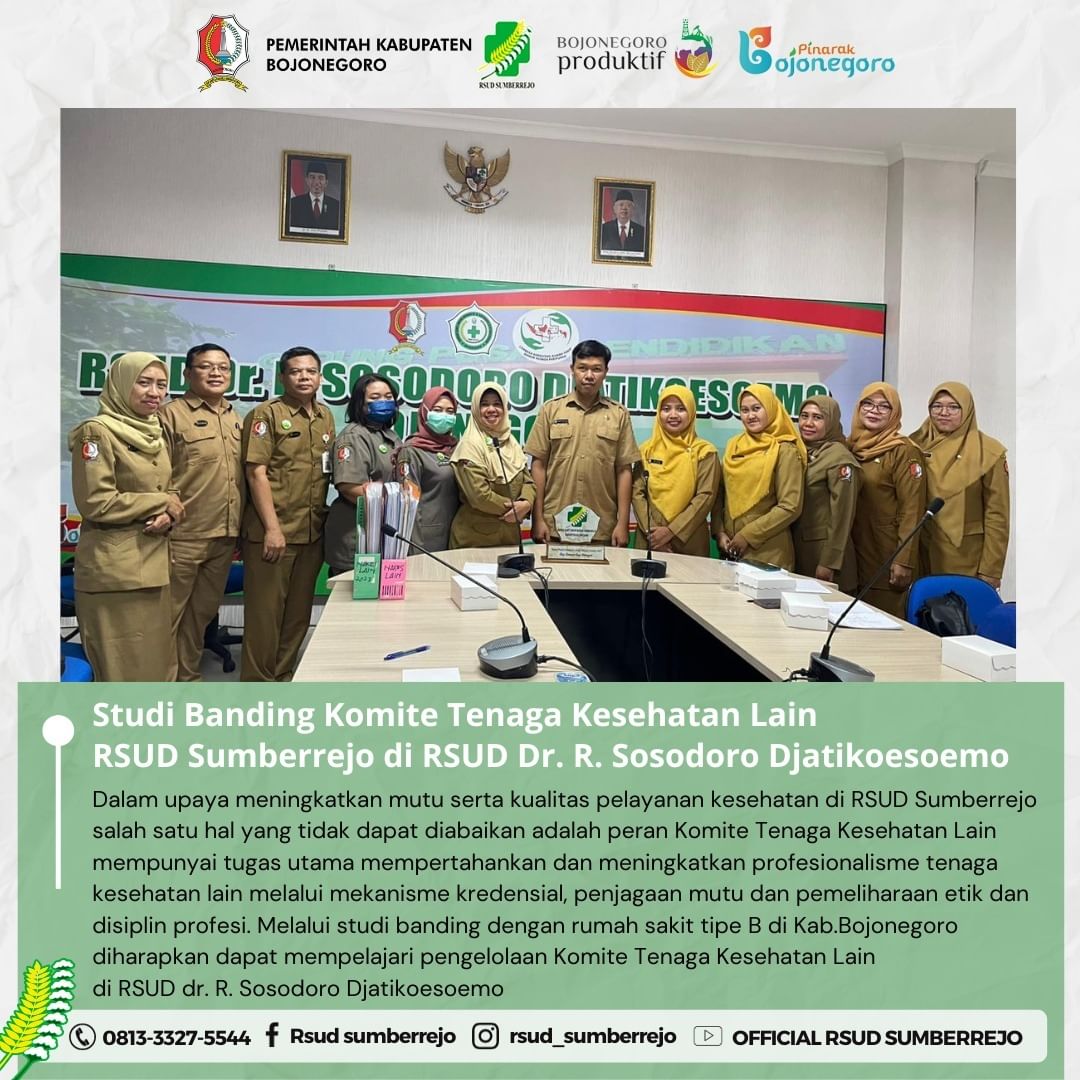 Studi Banding Komite Tenaga Kesehatan Lain RSUD Sumberrejo di RSUD Dr. R. Sosodoro Djatikoesoemo