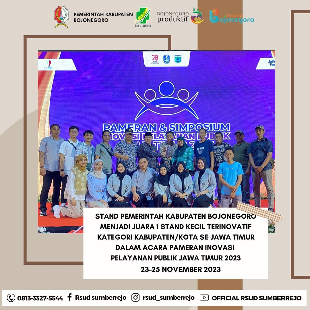 Pemerintah Kabupaten Bojonegoro mendapatkan Juara 1 Stand Terinovatif Kategori Kabupaten/Kota Se-Jaw