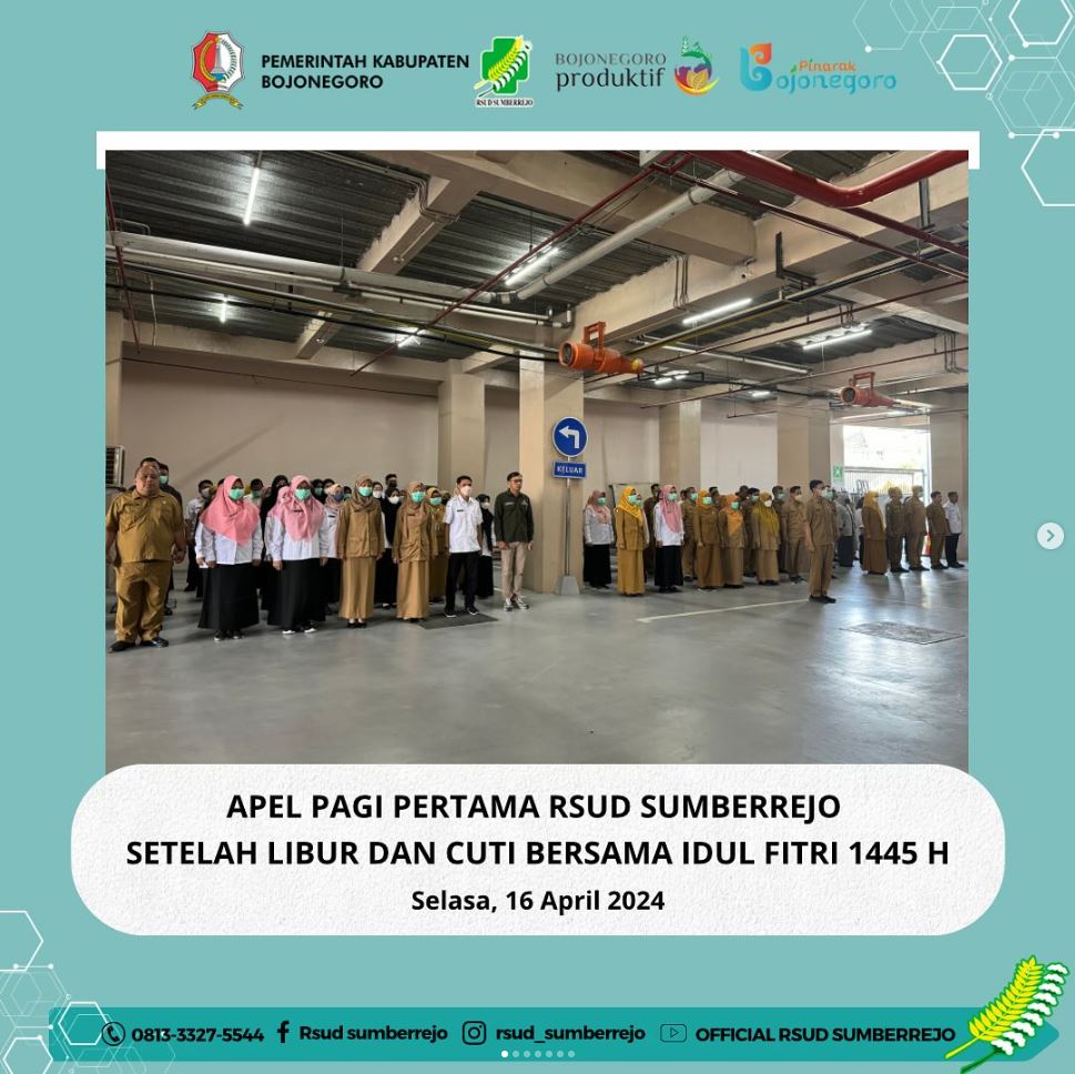 Apel pagi pertama RSUD Sumberrejo setelah Libur dan Cuti Bersama Idul Fitri 1 Syawal 1445 H