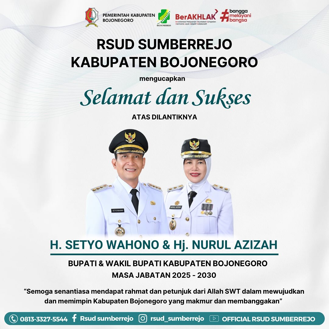 Selamat dan Sukses atas dilantiknya Bapak H.Setyo Wahono dan Ibu Hj.Nurul Azizah