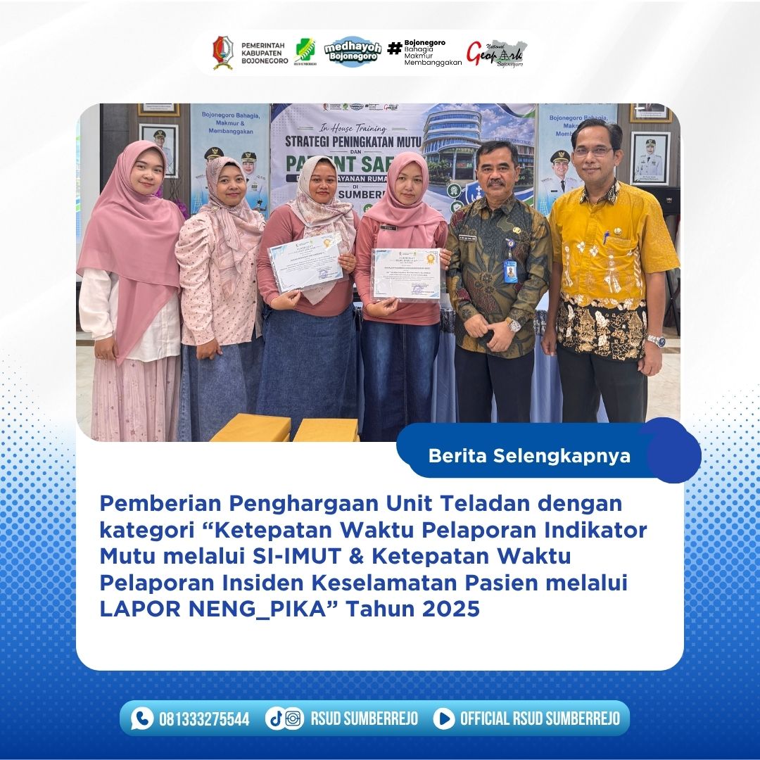 Penghargaan Unit Teladan Tahun 2025 sebagai Apresiasi Budaya Mutu dan Keselamatan Pasien