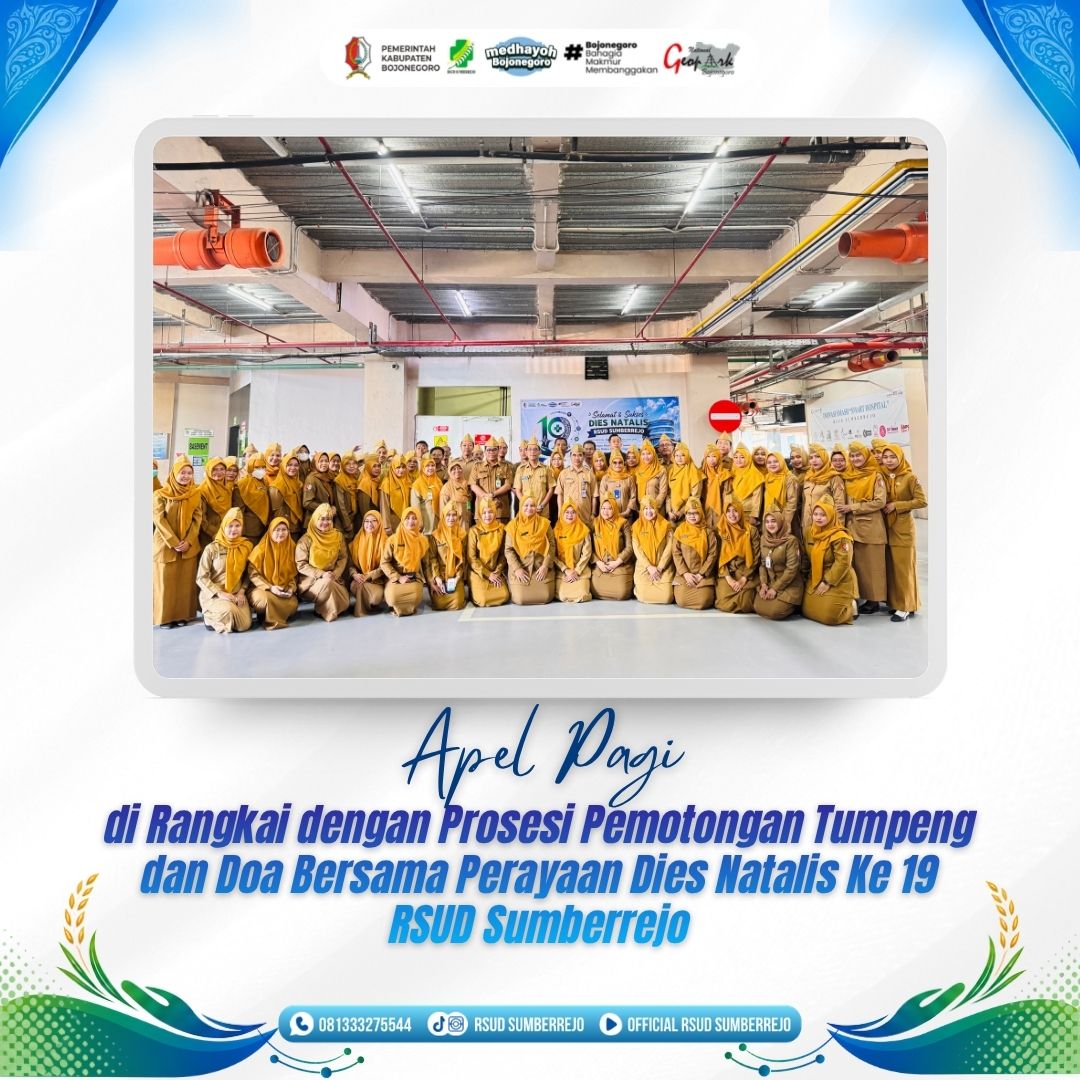 Direktur RSUD Sumberrejo memimpin Prosesi Pemotongan Tumpeng pada Dies Natalis ke 19