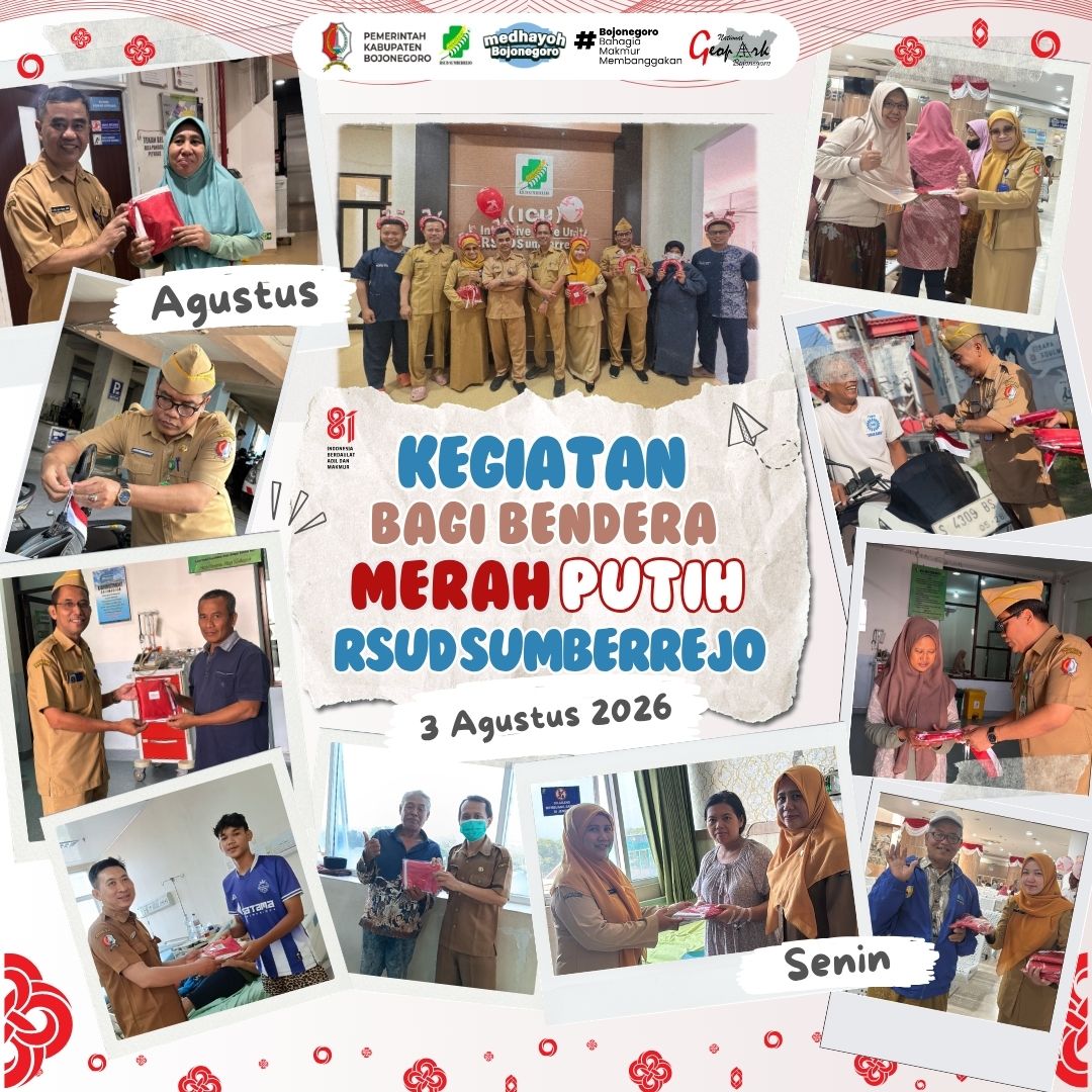 RSUD Sumberrejo Bagikan Bendera Merah Putih kepada Pengguna Layanan dan Masyarakat